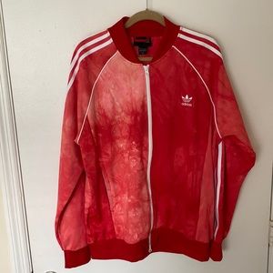 XL Pharrell Williams Human Race Red Tie Dye Adidas Track Jacket with 3 Stripes
